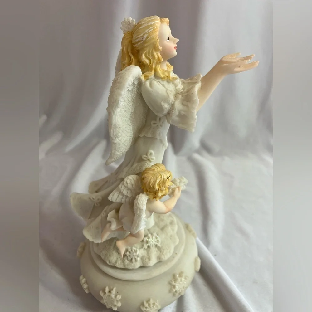 Graceful White Angel Figurine with Child
